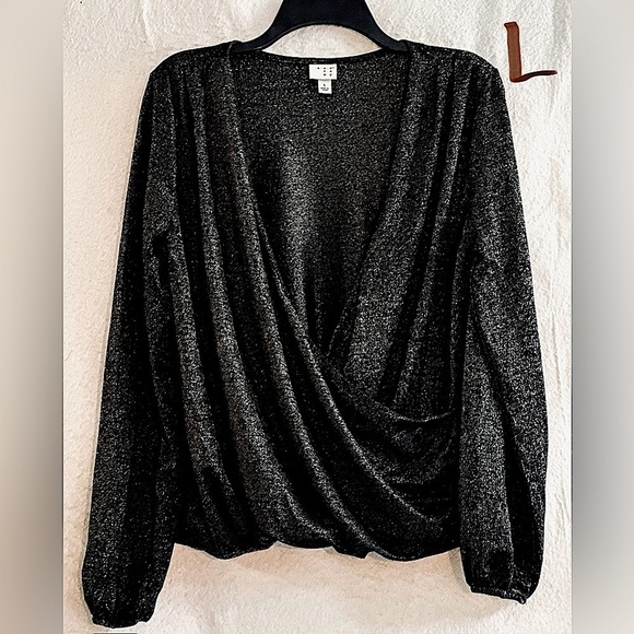 a new day Tops - LADIES BLACK & GREY SPARKLY TOP